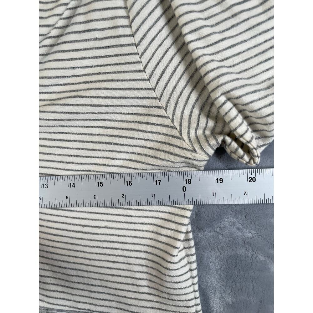 Anthropologie Devi Stripe Ribbed Tunic Top Gray White S Minimalist Cozy Casual - Picture 7 of 8
